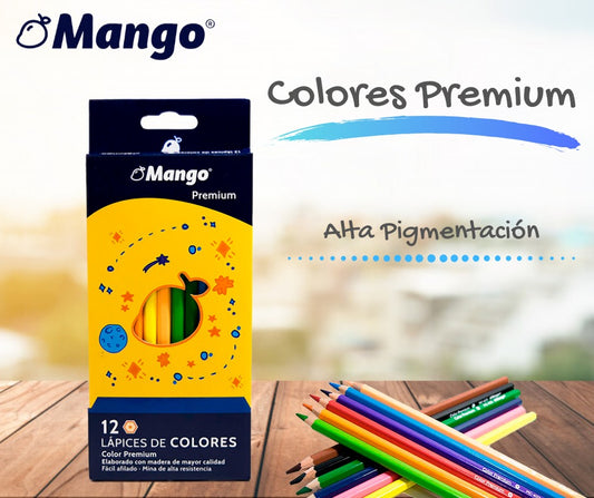 LÁPICES DE COLORES 12 PIEZAS MANGO